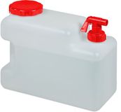 Relaxdays jerrycan met kraan - kunststof - 12 liter - BPA-vrij - wit/rood