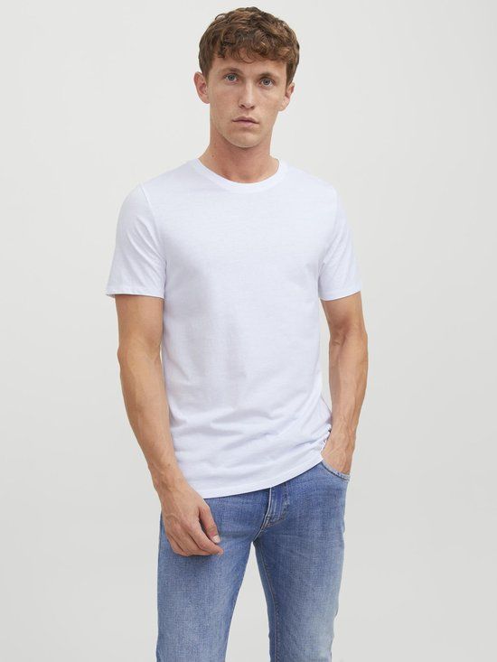 JACK & JONES JACBASIC Crew Neck T-Shirt 2-Pack - White - Men's Size M