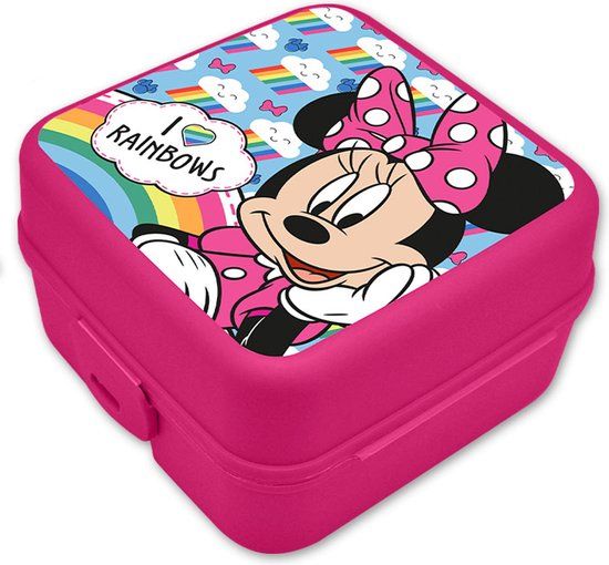HOVUK Disney Minnie Mouse Broodtrommel/Lunchbox voor Kinderen - Roze - Kunststof - 14 x 8 cm