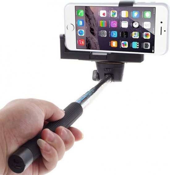 ABC-LED Selfie stick wireless bluetooth INGEBOUWD - zwart