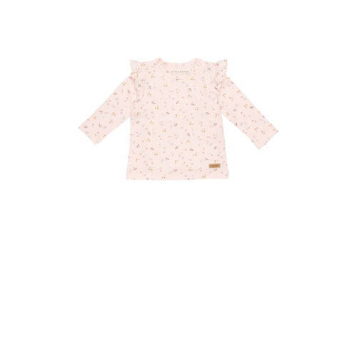 Little Dutch Little Dutch baby longsleeve Little Pink Flowers met all over print en ruches lichtroze