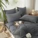 TRANKIELO® - Housse de couette 3 pièces 220 x 240 cm - Microfibre gris avec fermeture éclair & 2 taies d'oreiller