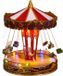 Merkloos / Sans marque Koopman International Kerstdorp draaiende zweefmolen - LED verlichting - Beweging - Muziek - 27 x 21 cm