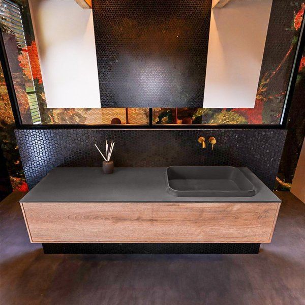 Mondiaz ERIN 150cm badmeubelset Washed oak Dark grey