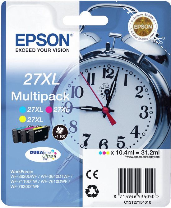 Epson 27XL DURABrite Ultra Ink Cartridge Multi-pack - Cyan, Magenta, Yellow