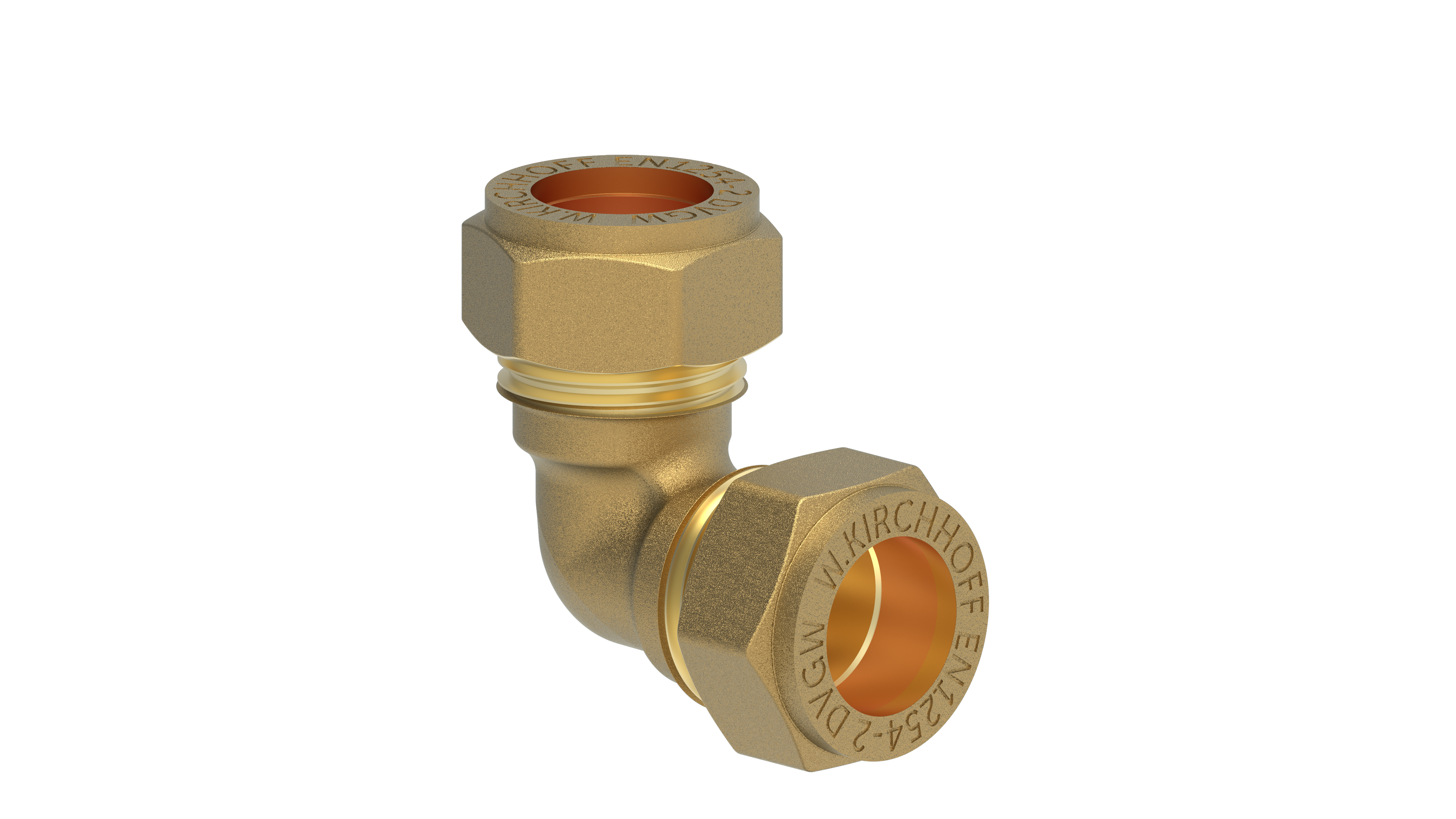 Kirchhoff Messing bocht 90°, blank, 12 mm, klemkoppeling voor koperen buis - 989451117