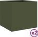 vidaXL Plantenbakken - 2 stuks - 32x30x29 cm - Staal - Olijfgroen