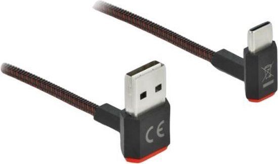 Delock USB-A naar USB-C Kabel - 0.2m - Zwart
