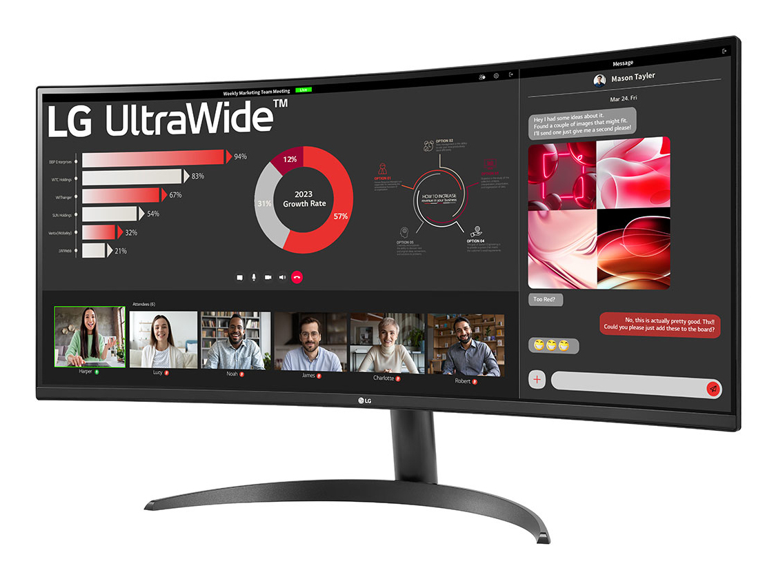 LG 34WR50QK-B 34" Ultrawide Curved Monitor - 3440x1440, 100Hz, HDMI, DisplayPort