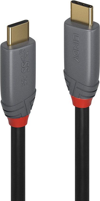 LINDY 36901 USB 3.1 Type C Cable - 1m - Black/Grey