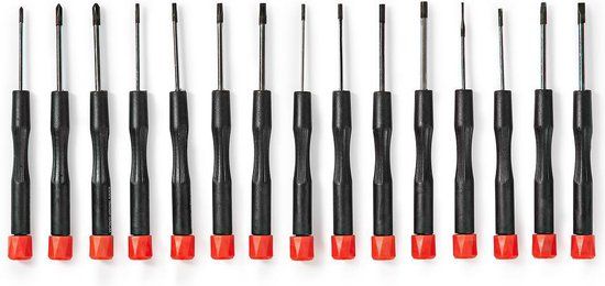 Nedis Precisieschroevendraaierset - 15-delig - PH / Flat / Hex / Tx