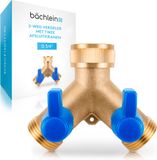 Bächlein Y-verdeler voor gebruik in huis en tuin - 2-weg Y-verdeler met 2 aparte afsluitkranen - G 3/4" waterverdeler