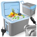 MalTec Glacière, glacière mobile pour voiture, 12/230V, 35 litres, gris, pour le camping. Avec mode éco, fonction de maintien au chaud, roues et un boîtier avec isolation thermique