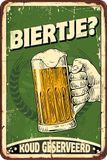 waakbord Plenty Gifts waakbord - Biertje - decoratief metalen wandbord - Nederlandse versie - A4 formaat - 21 x 29,7 cm