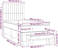 vidaXL Boxspring met matras stof blauw 90x200 cm