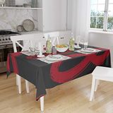 Bonamaison Tafelkleed, Anti-Mold, Sneldrogend, Waterdicht, 100% Polyester Tafellaken, rood Zwart, 140 x 160 Cm