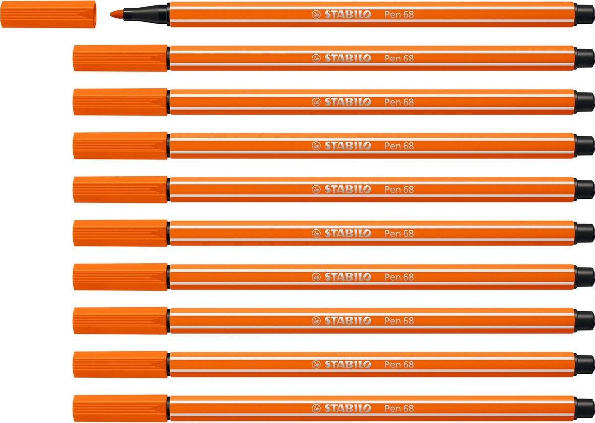 Stabilo Pen 68 - Premium Viltstift - Geelrood - Doos 10 stuks