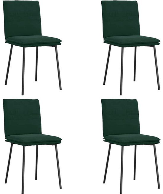 vidaXL Eetkamerstoelen 4 stuks fluweel donkergroen