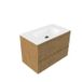 Saniclass Badkamermeubelset - 80x45x61.5cm - Flow solid surface wastafel wit - 1 wasbak - zonder kraangat - 2 lades - mat eiken natural (hout) SW1420801/SW1224148