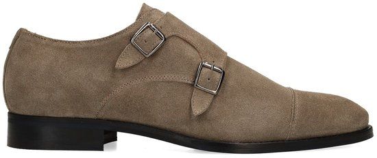 Manfield Heren Beige suède gespschoenen Maat 40