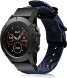 Strap-it Garmin Stoffen nylon bandje gesp geschikt voor Garmin Fenix 5x / 6x (Blauw)