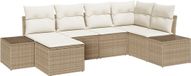 vidaXL 6-delige tuinbankset met kussens, polyrotan beige