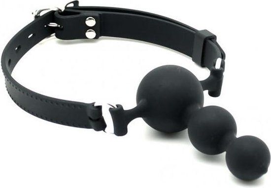 Rimba Latex Play Siliconen Gag - Zwart - 3 Ballen