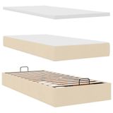 VidaXL Ottomaanse bedframe met matras, crème, 90 x 200 cm, stof