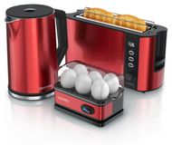 Arendo Breakfast Set, Stainless Steel, Red