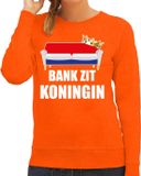 Bellatio Decorations Shoppartners Bv Koningsdag sweater / trui bank zit Koningin oranje voor dames - Woningsdag - thuisblijvers / Kingsday thuis vieren XXL