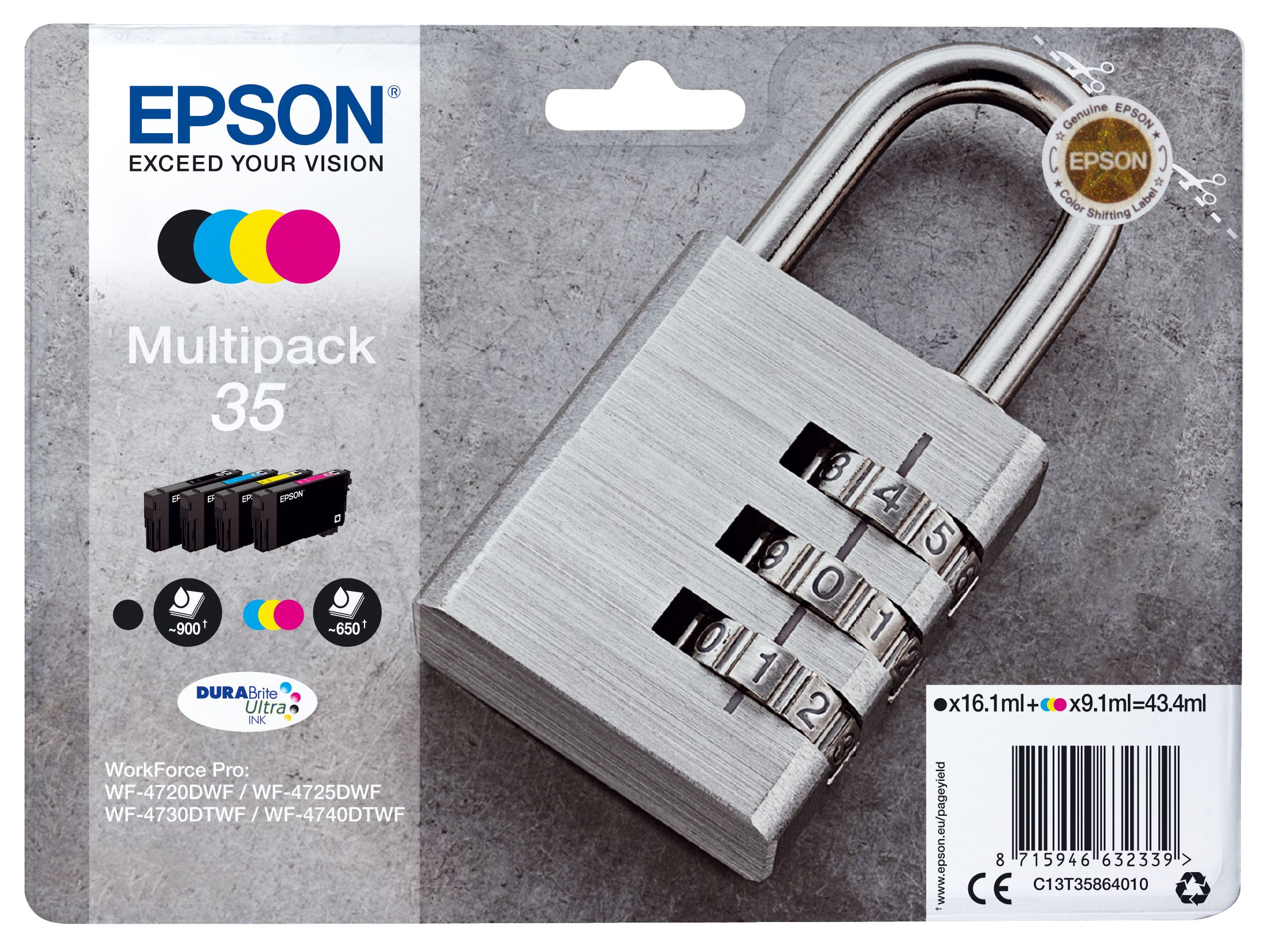 Epson 35 DURABrite Ultra Ink Multipack - Black, Cyan, Magenta, Yellow - Original