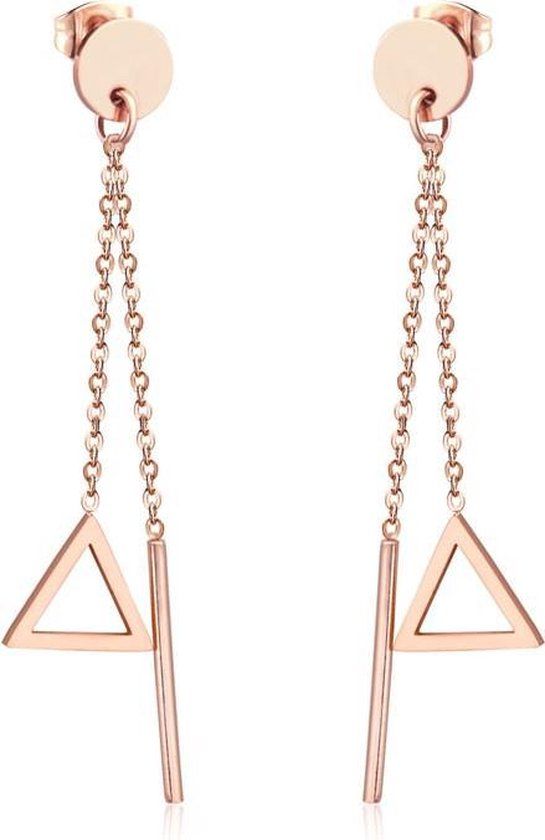 Cilla Jewels Dames oorhangers Edelstaal Staaf Driehoek Rose