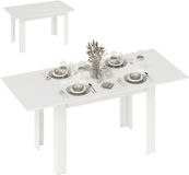 Homcom Uitschuifbare Eettafel - MDF - 180L x 80B x 75H cm - Wit