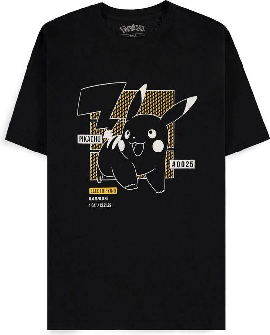 Pokémon Pikachu T-shirt - Zwart - XL - Unisex - Katoen - Print