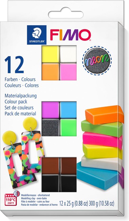 Fimo effect colour pack 12 neon kleuren