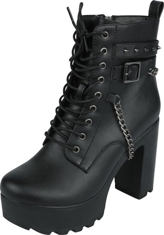 Rock Rebel by EMP Zwarte Enkellaarsjes met Hak en Plateau - Dames - EU37