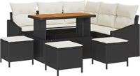 vidaXL Tuinbank Set 9-delig Zwart Polyrattan