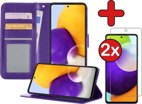 BTH Samsung Galaxy A52 5G Book Case - Purple - with Screen Protector