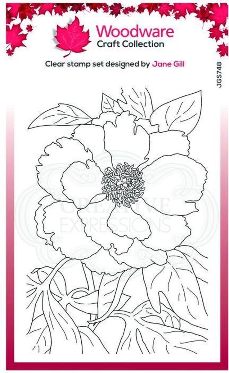 Woodware Woodware Clear stamp - Bloemen - Pioenroos - A6 - Stempelset - Polymeer