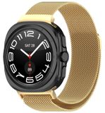 Wigento Samsung Galaxy Watch Ultra 47mm Milanese Metalen Stalen Horlogeband met Magnetische Sluiting, Goudkleurig