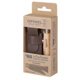 OPINEL Inox Mes Volwassenen, Roestvrij Staal, 8 cm, 19 cm Geopend, Beukenhout, Inclusief Etui en Karabijnhaak
