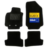 DBS - Automatten - op maat gemaakt voor Clio 3 (2005-2014) - met bevestigingsclips - antislip vloermatten voor auto - 4 stuks, zwart