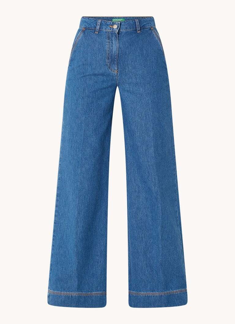 Benetton Benetton High waist wide fit jeans met donkere wassing