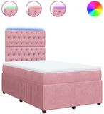 vidaXL Boxspring met matras, fluweel, roze, 120x190 cm