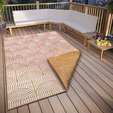 Hanse Home Pangli Outdoor tapijt, weerbestendig, omkeerbaar tapijt, Scandinavische boho-stijl, waterdicht, eenkleurig, geometrisch 3D-effect voor tuin, balkon, terras, woonkamer, oker, 120 x 170 cm