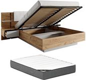 Vente-unique Bed met opbergruimte fluweel natuurlijk licht, wit 160 x 200 cm