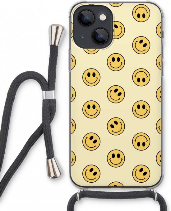Case Company® - iPhone 13 Mini Case with Cord - Smiley N°2 - Black - TPU - Back Cover