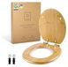 Merkloos Bamboe Wc bril Toiletbril softclose - 43,5 x 37,5 cm - Quick release