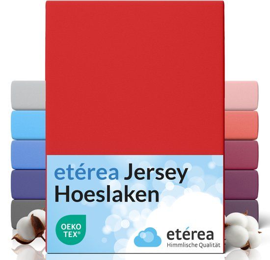 etérea Himmlische Qualität etérea Jersey Hoeslaken 200x220 - 200x220 cm Oekotex Made in Green - 100% katoen - Rood