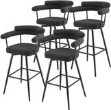 ML-Design Set van 4 barkrukken 360° draaibaar donkergrijs 61x103x55 cm met armleuning, rugleuning en voetensteun tot 120 kg